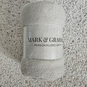 Mark & Graham taupe/white striped throw blanket. 50"x60". NWT.